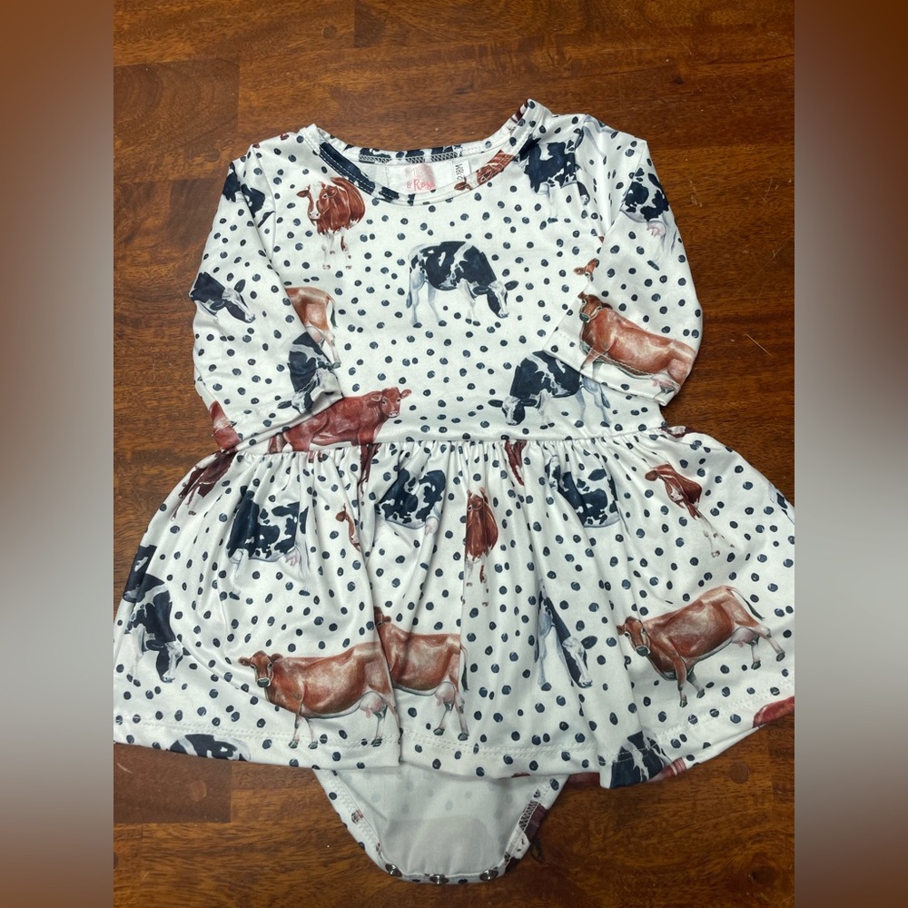 Mila & rose cow dress romper size 12-18 months